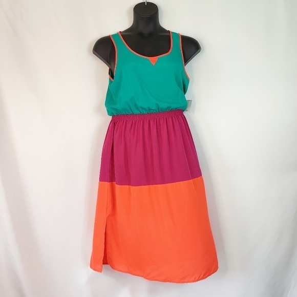 Allen B Allen Schwartz summer color block dress sleeveless NWT - Picture 1 of 10